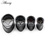 2PC HipHop Earring Tunnels Plugs Stainless Steel Water Drop Alien Ear Gauges