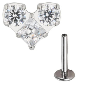Titanium CZ Paved Labret Studs