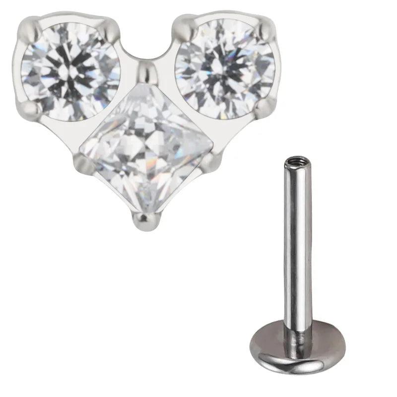 Titanium CZ Paved Labret Studs