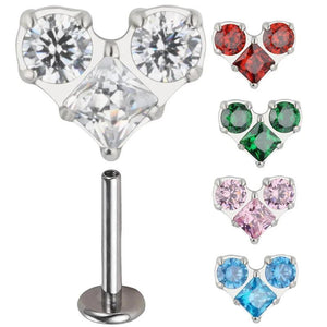 Titanium CZ Paved Labret Studs
