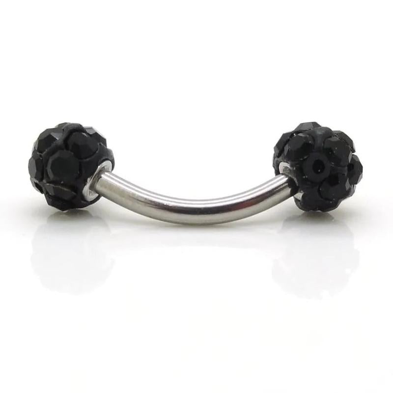 Macrame Disco Crystal Ball Curved Eyebrow Barbell Ring 16g