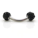 Macrame Disco Crystal Ball Curved Eyebrow Barbell Ring 16g