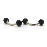 Macrame Disco Crystal Ball Curved Eyebrow Barbell Ring 16g