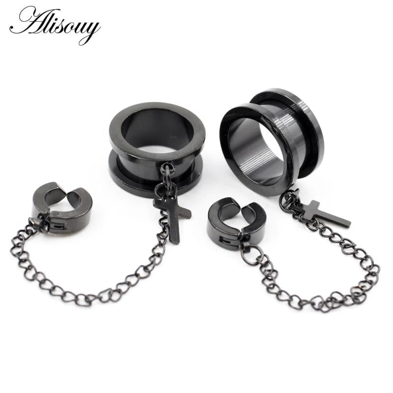 2pcs Stainless Steel Ear Tunnel Plugs Flesh Expander Stretcher Gauges