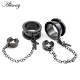 2pcs Stainless Steel Ear Tunnel Plugs Flesh Expander Stretcher Gauges