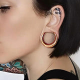 2PCS Saddle Stretchers Ear Tunnels Plugs Body Jewelry