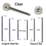 1PC Steel/Titanium Tongue Ring Piercing Ferido Crystal Ball Straight Barbell 14g