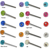 1PC Steel/Titanium Tongue Ring Piercing Ferido Crystal Ball Straight Barbell 14g