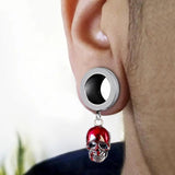 Goth Stainless Steel Earrings Blood Skeleton Head Ear Tunnel Plugs Gauges Pierci
