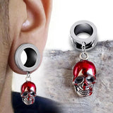 Goth Stainless Steel Earrings Blood Skeleton Head Ear Tunnel Plugs Gauges Pierci