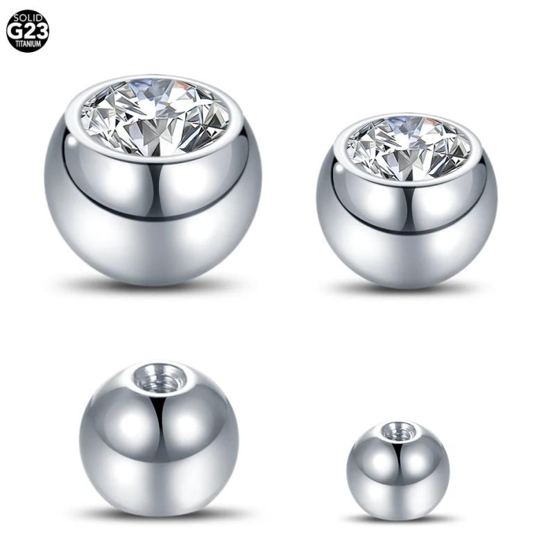 10Pcs Titanium Screw Gem Balls Body Jewelry Rings