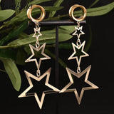 Stainless Steel Star Dangle Ear Plugs Gauges Stretcher 2g 0g Piercing