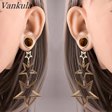 Stainless Steel Star Dangle Ear Plugs Gauges Stretcher 2g 0g Piercing