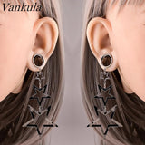 Stainless Steel Star Dangle Ear Plugs Gauges Stretcher 2g 0g Piercing