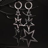 Stainless Steel Star Dangle Ear Plugs Gauges Stretcher 2g 0g Piercing