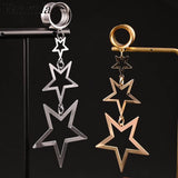 Stainless Steel Star Dangle Ear Plugs Gauges Stretcher 2g 0g Piercing