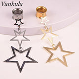 Stainless Steel Star Dangle Ear Plugs Gauges Stretcher 2g 0g Piercing