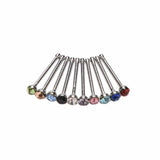 10Pcs Crystal Nose Ring Bone Stud Surgical Steel Body Jewelry