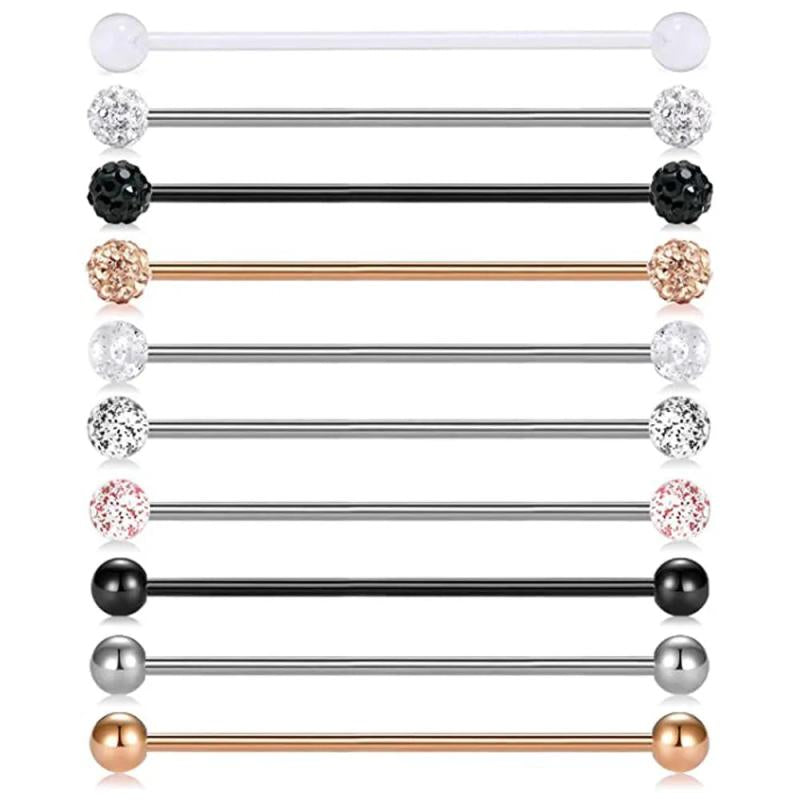 10pcs Stainless Steel Industrial Barbell Earring Body Piercing Jewelry
