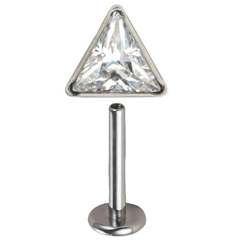 Titanium Triangle CZ Pave Top Labret Stud