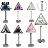 Titanium Triangle CZ Pave Top Labret Stud