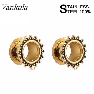 Vankula 316L Stainless Steel Ear Plugs Tunnels Body Piercing Jewelry