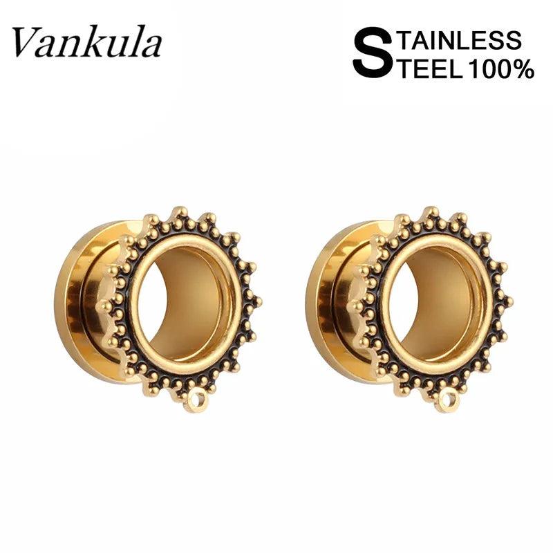 Vankula 316L Stainless Steel Ear Plugs Tunnels Body Piercing Jewelry