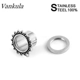 Vankula 316L Stainless Steel Ear Plugs Tunnels Body Piercing Jewelry