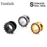 Vankula 316L Stainless Steel Ear Plugs Tunnels Body Piercing Jewelry