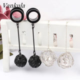 Vankula Stainless Steel Dangle Earrings Tunnels Ear Plugs Gauges