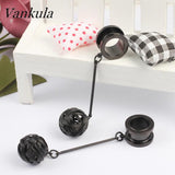 Vankula Stainless Steel Dangle Earrings Tunnels Ear Plugs Gauges