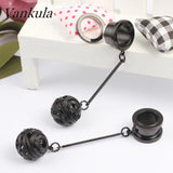 Vankula Stainless Steel Dangle Earrings Tunnels Ear Plugs Gauges