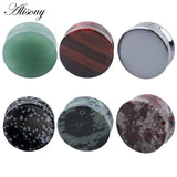 Hematite Stone Ear Plugs Organic Flesh Tunnels Pair