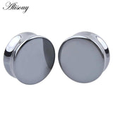 Hematite Stone Ear Plugs Organic Flesh Tunnels Pair