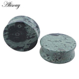 Hematite Stone Ear Plugs Organic Flesh Tunnels Pair
