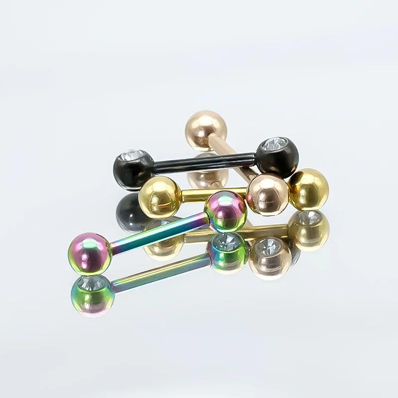 14G G23 Titanium Tongue Piercing Barbell Nipple Rings Body Jewelry