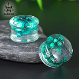 Green Yellow Flower Acrylic Ear Plugs Gauges Piercing Earring Tunnels
