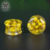 Green Yellow Flower Acrylic Ear Plugs Gauges Piercing Earring Tunnels