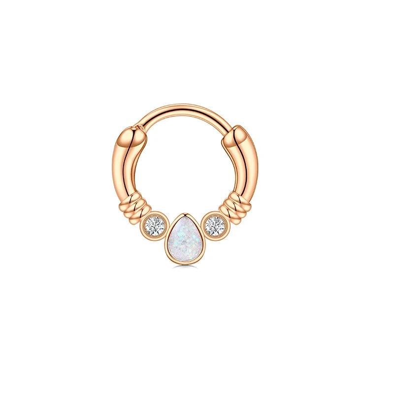16G Stainless Steel Teardrop Opal Cartilage Earrings