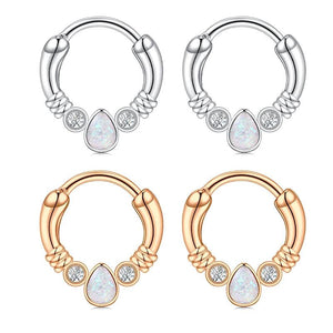 16G Stainless Steel Teardrop Opal Cartilage Earrings