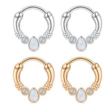 16G Stainless Steel Teardrop Opal Cartilage Earrings