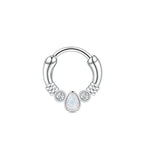 16G Stainless Steel Teardrop Opal Cartilage Earrings