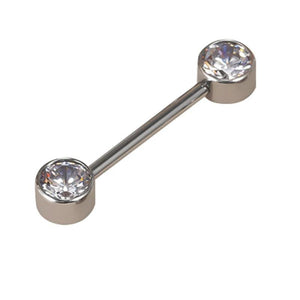 G23 Titanium CZ Zirconia 14G Nipple Ring Barbell