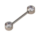 G23 Titanium CZ Zirconia 14G Nipple Ring Barbell