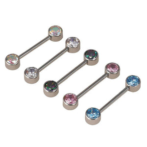 G23 Titanium CZ Zirconia 14G Nipple Ring Barbell