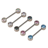 G23 Titanium CZ Zirconia 14G Nipple Ring Barbell