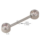 G23 Titanium CZ Zirconia 14G Nipple Ring Barbell