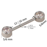 G23 Titanium CZ Zirconia 14G Nipple Ring Barbell