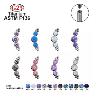 G23 Titanium Opal Earring 16G Labret Piercing Jewelry