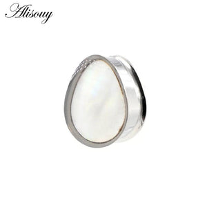 1pc Stainless Steel Water Drop Shell Ear Tunnels Plugs Gauges Piercing